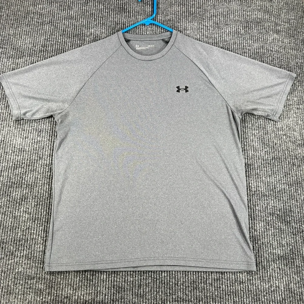 Under Armour Shirt Mens Large Gray Short Sleeve Loose Fit‎ Active Casual Gym Run